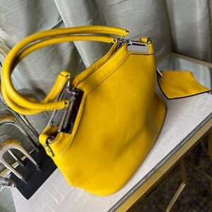Black Rivet Yellow Tote Bag.